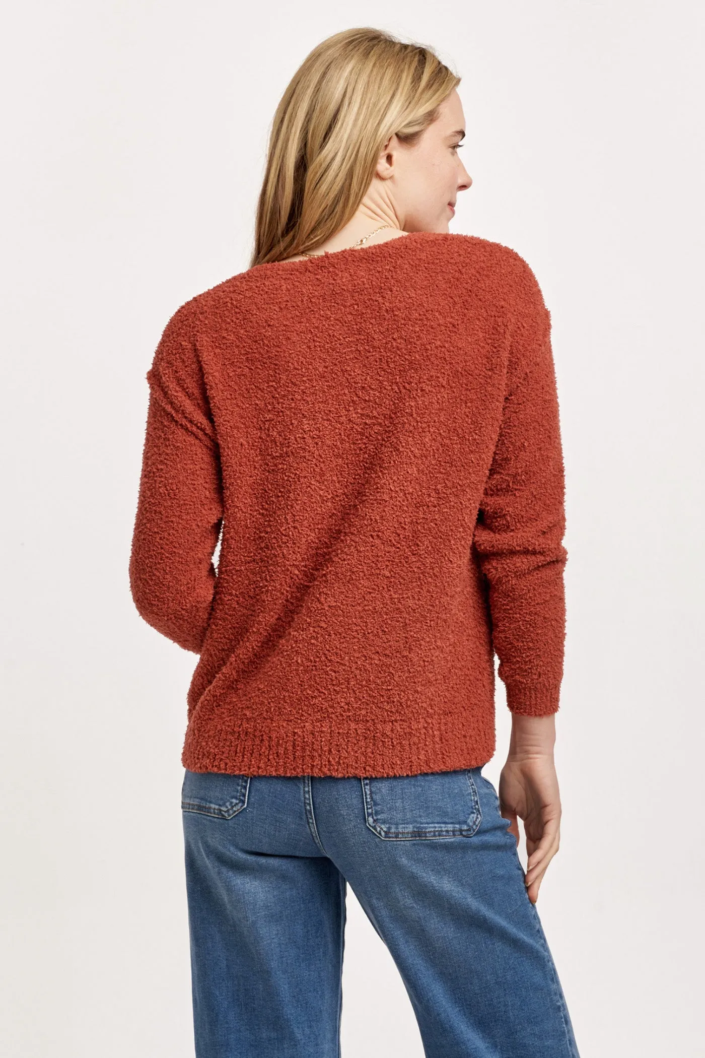 CALLEEN V NECK LONG SLEEVE RELAXED FIT SWEATER SWEET SAFFRON