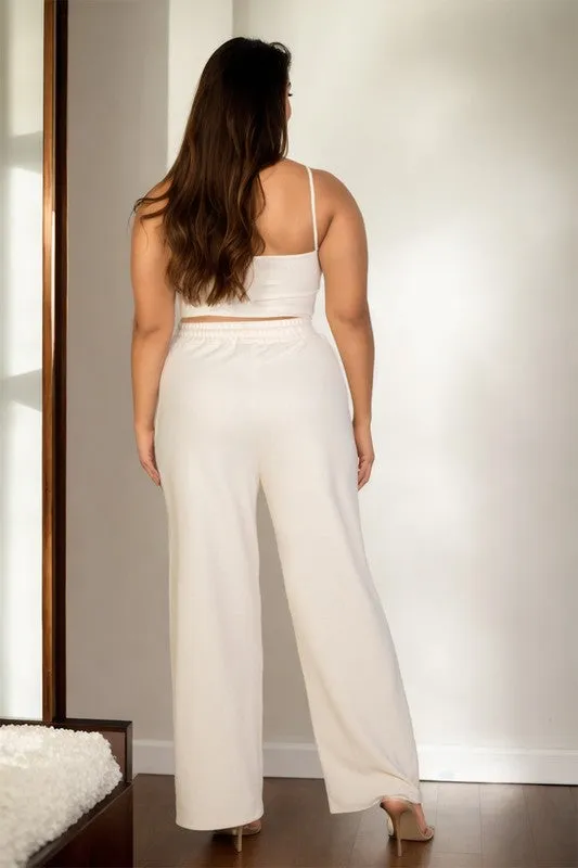 Capella Plus Bustier Crop Cami Top & Pocket Straight Pants SET