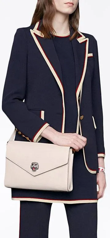 Contrast Blazer in Navy