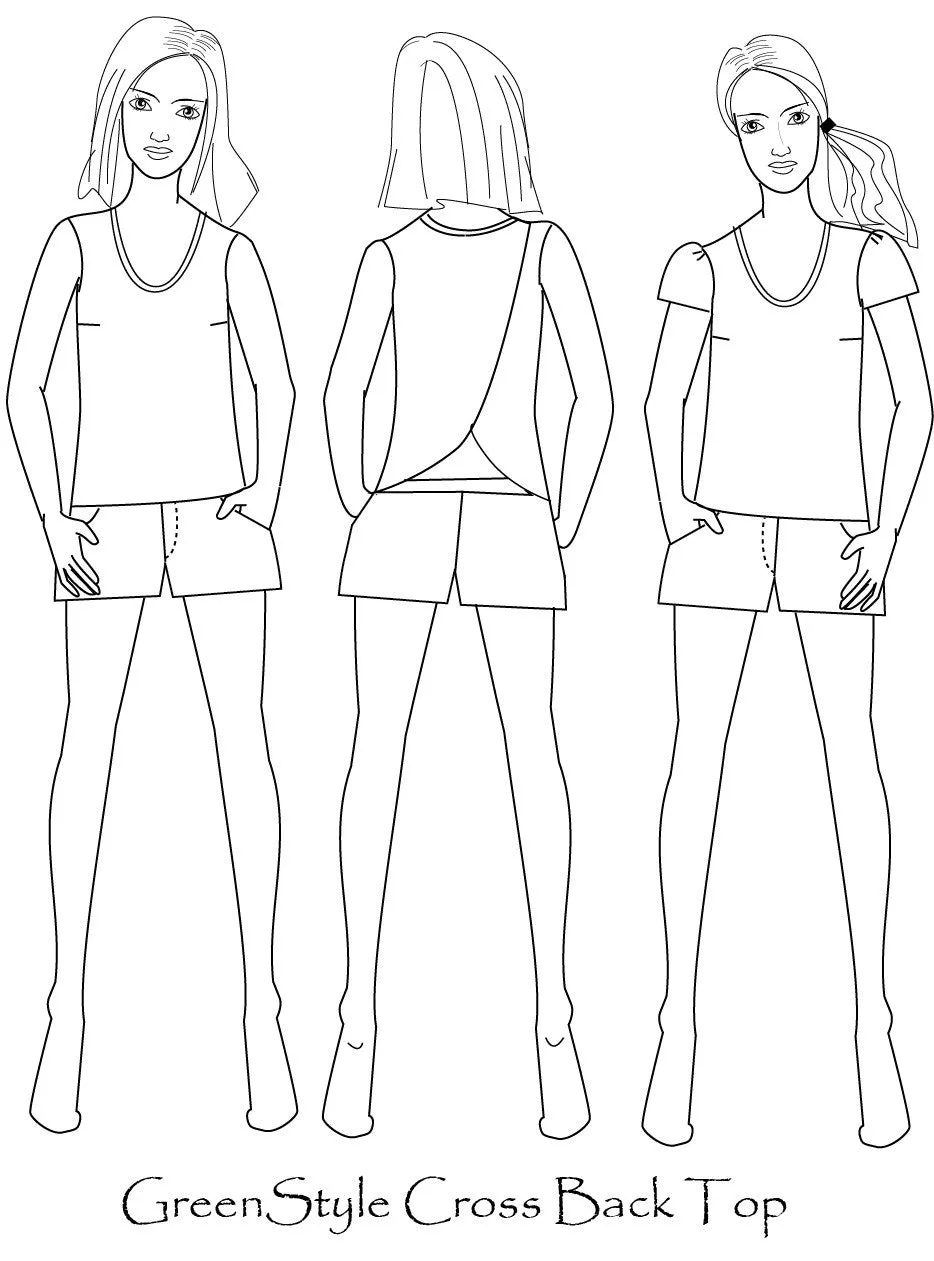 Cross Back Top PDF Sewing Pattern in Sizes XXS to 3XL