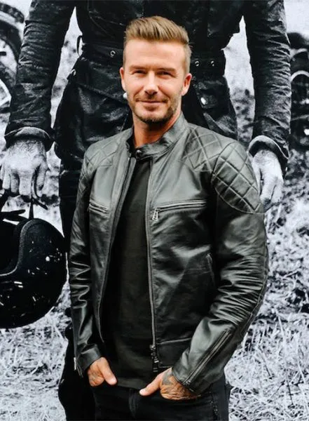 David Beckham Black Stylish Leather Jacket by TJS