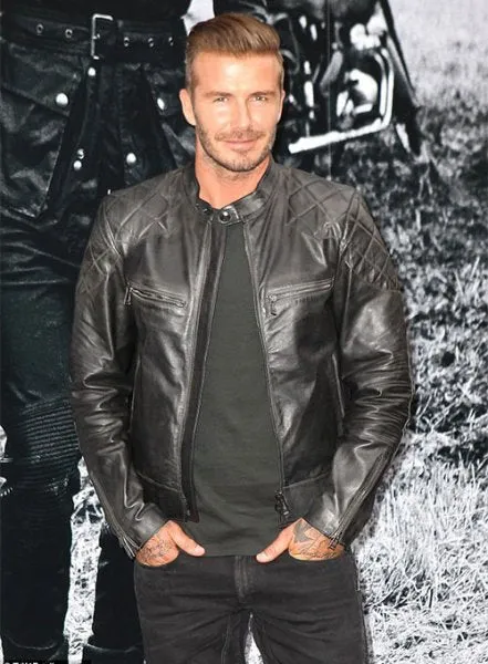 David Beckham Black Stylish Leather Jacket by TJS