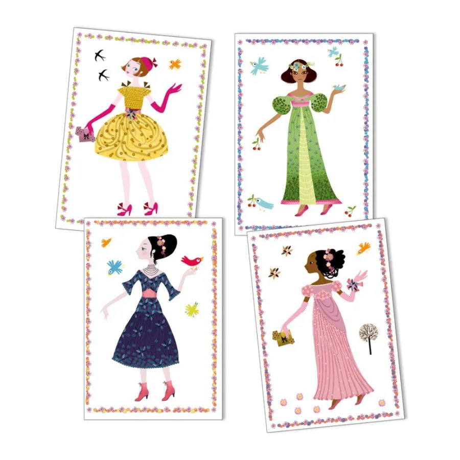 Djeco - Dresses Through Seasons Stickers And Paper Dolls