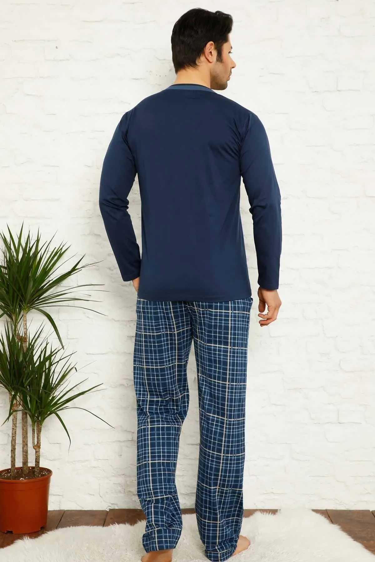 dreamy ekoseli kisa kollu v yaka cepli erkek pijama takimi