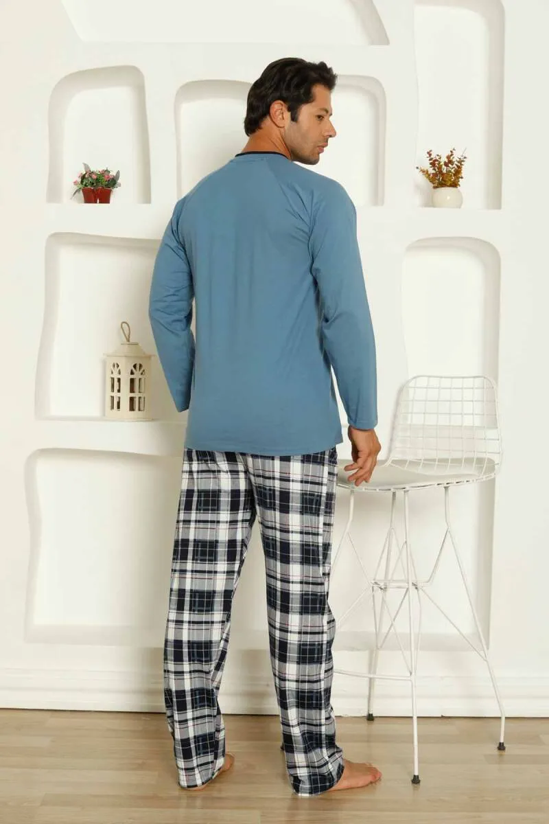 dreamy ekoseli kisa kollu v yaka cepli erkek pijama takimi