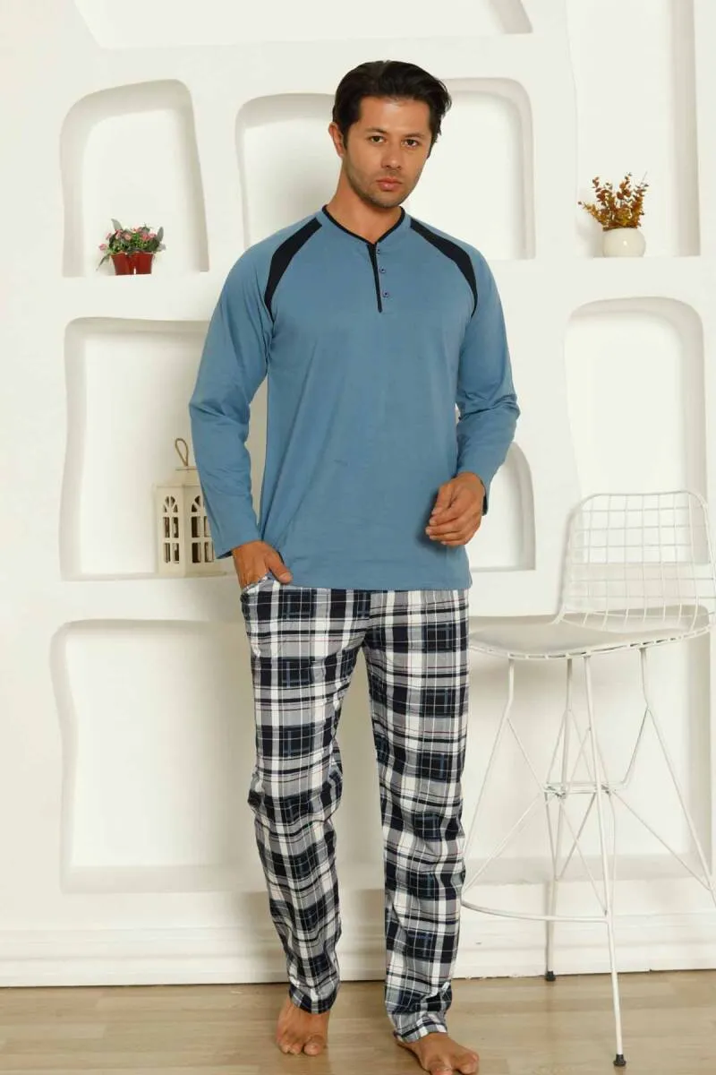 dreamy ekoseli kisa kollu v yaka cepli erkek pijama takimi