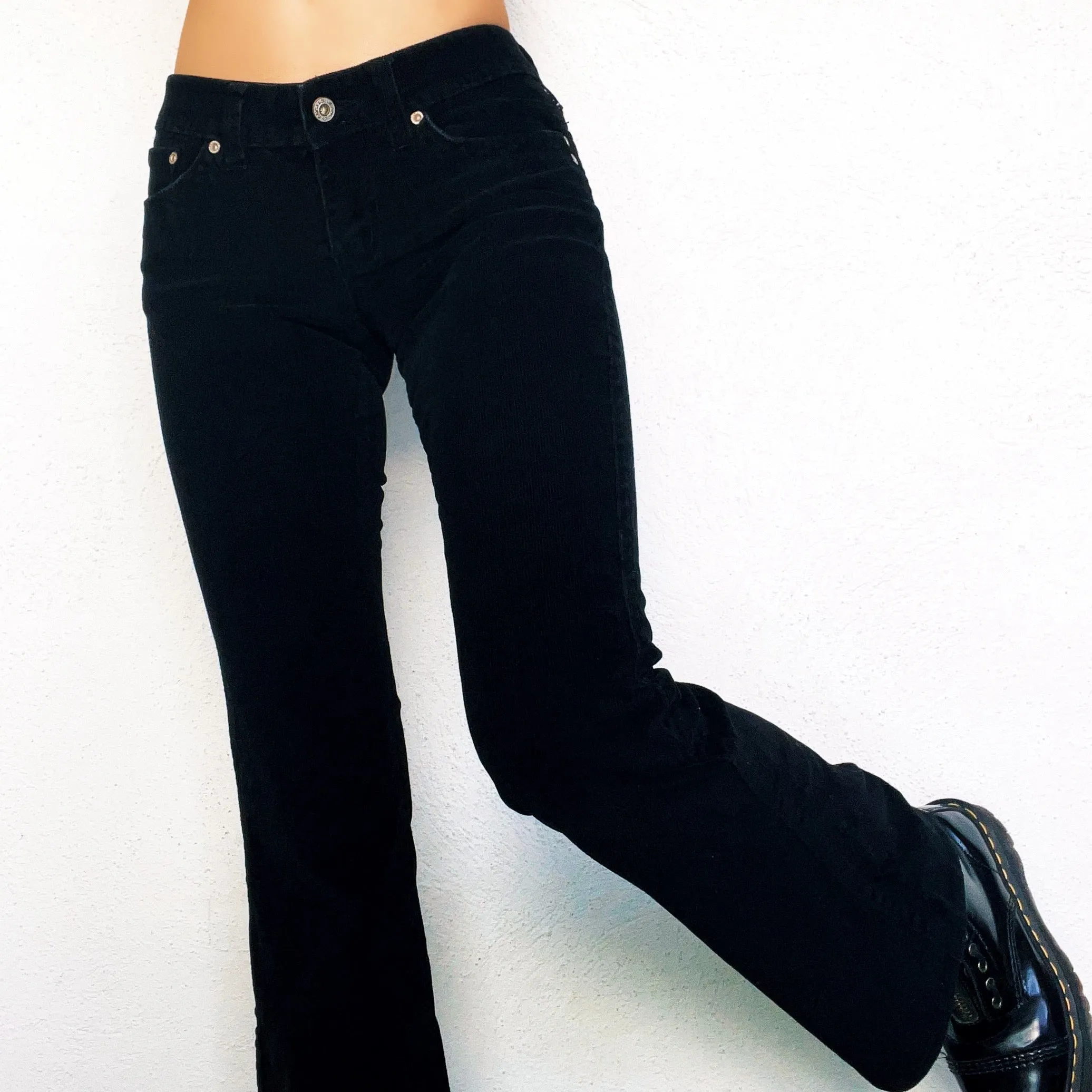 Early 2000s Black Corduroy Flare Pants