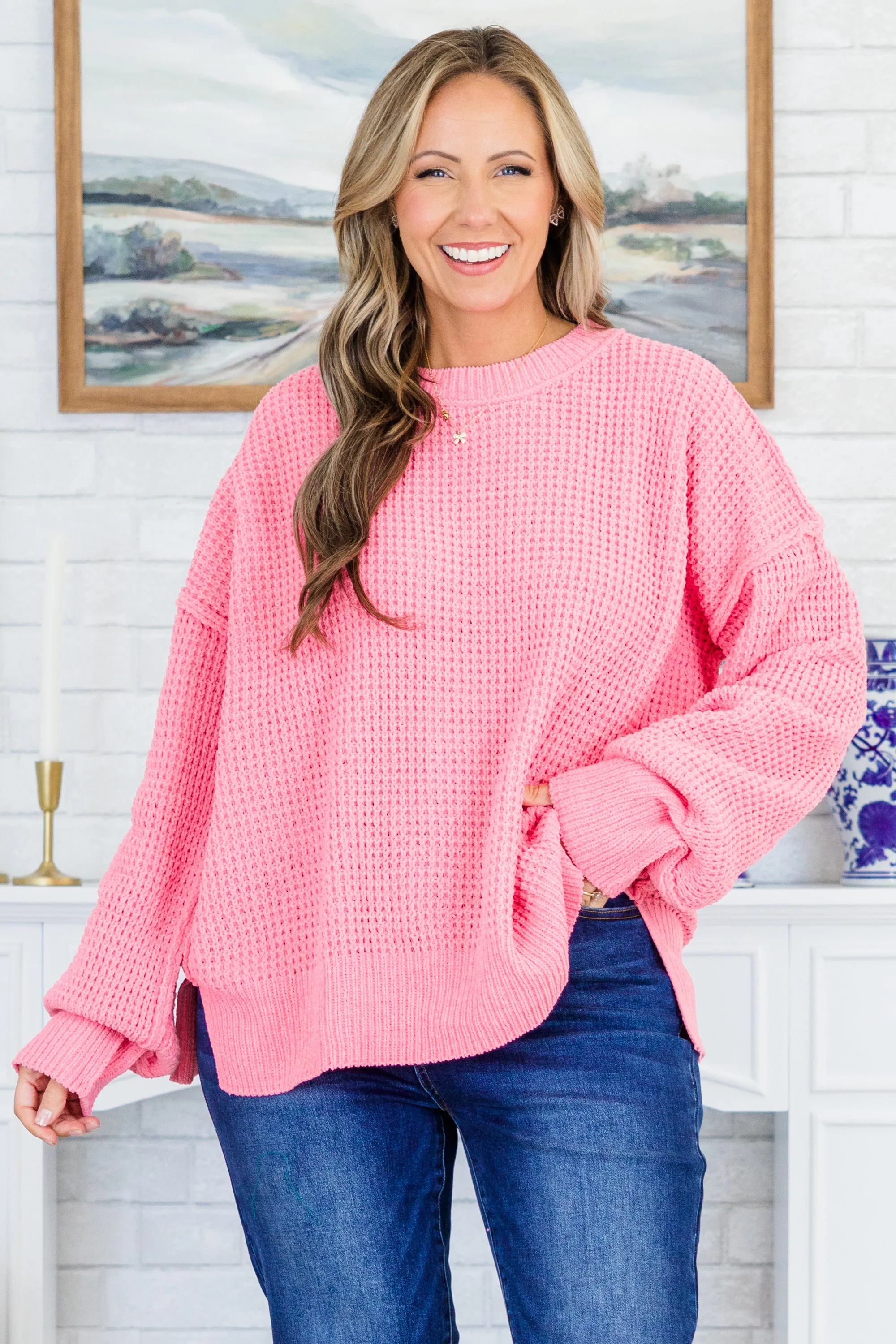 Falling Petals Pullover, Pink