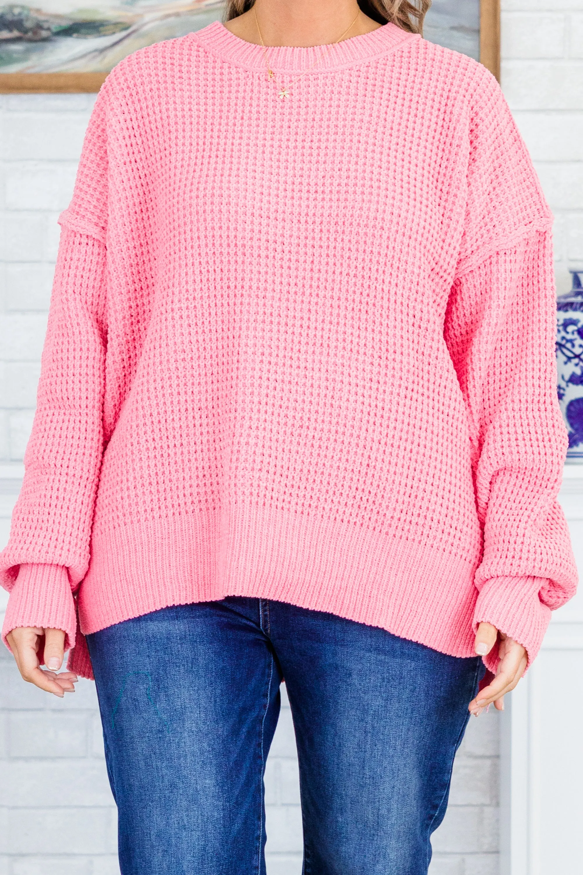 Falling Petals Pullover, Pink