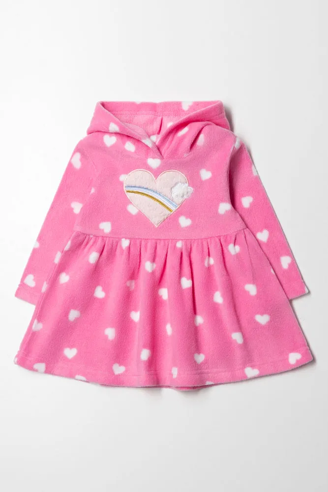 Fleece Hooded Dress Pink
