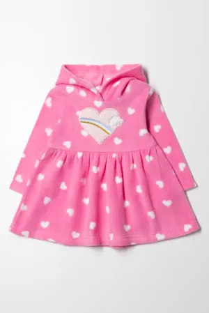 Fleece Hooded Dress Pink