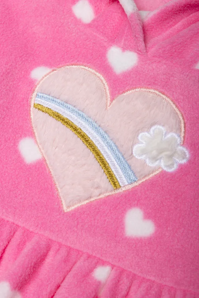 Fleece Hooded Dress Pink