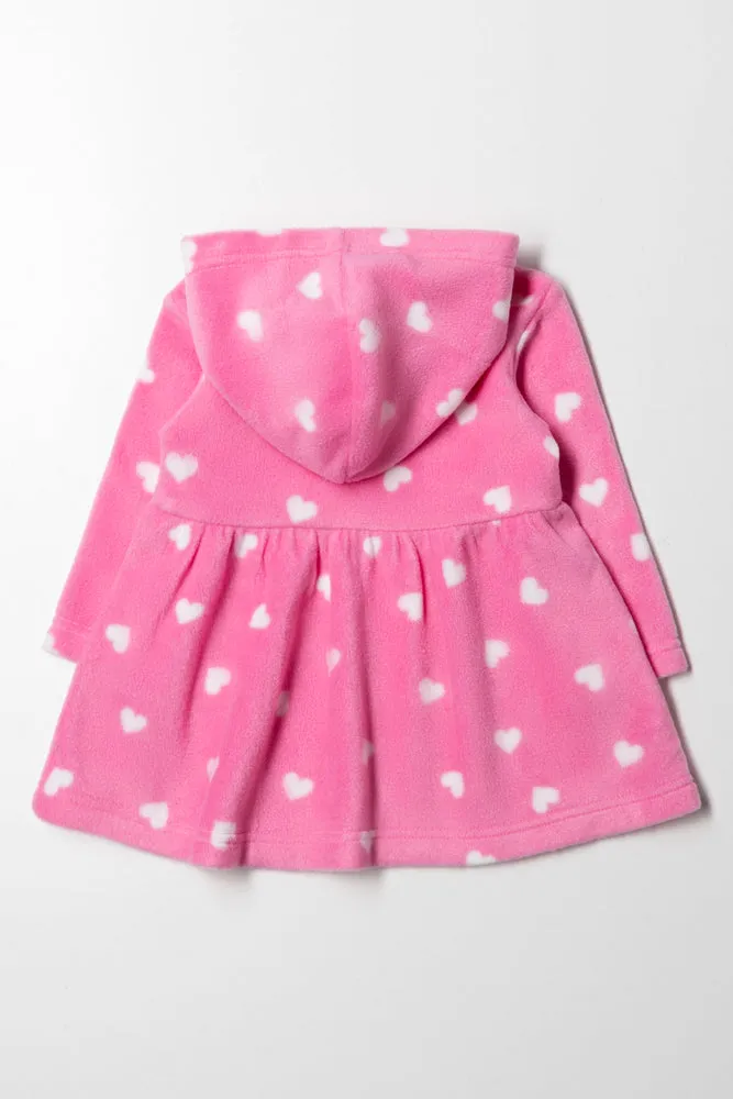 Fleece Hooded Dress Pink