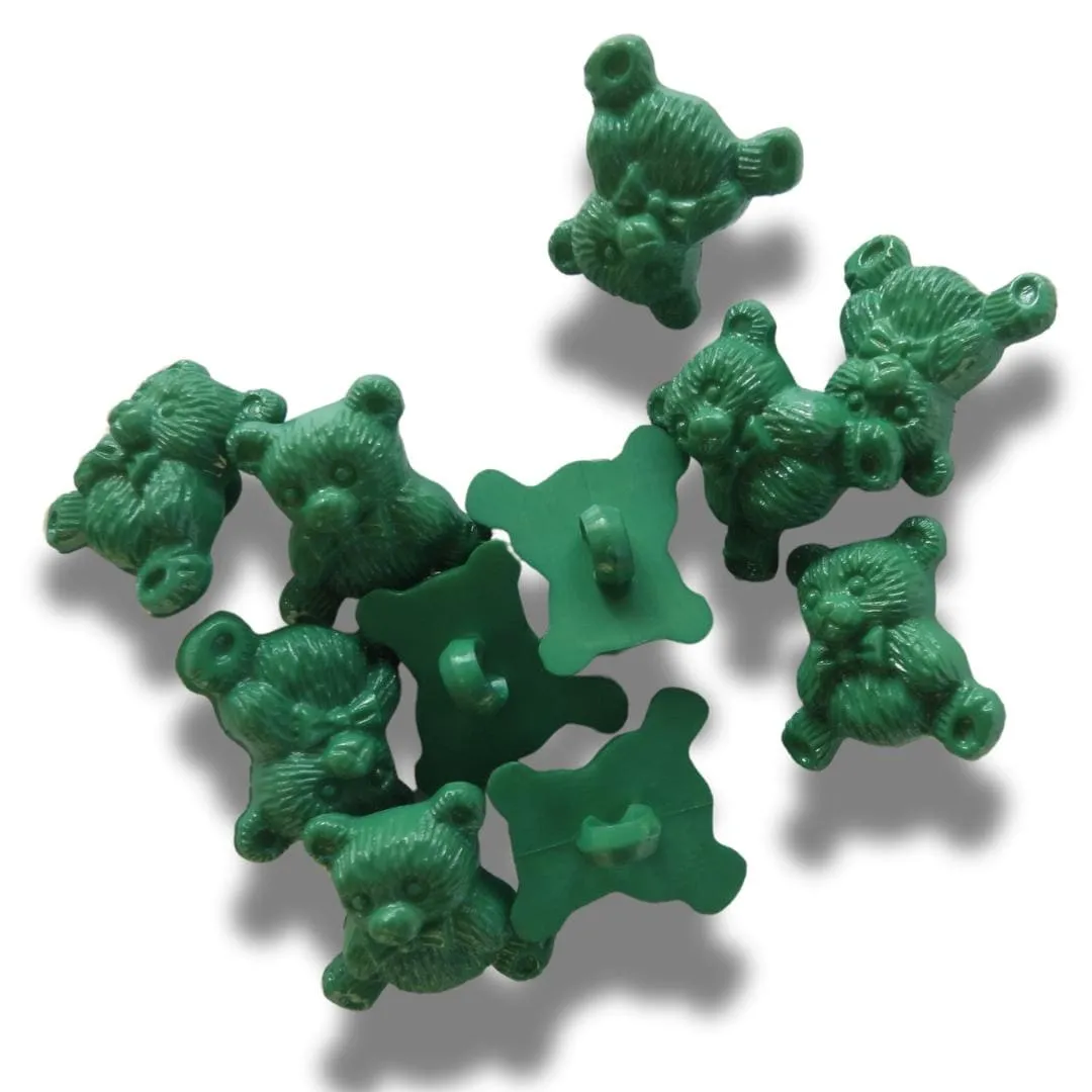 Forest green teddy bear buttons