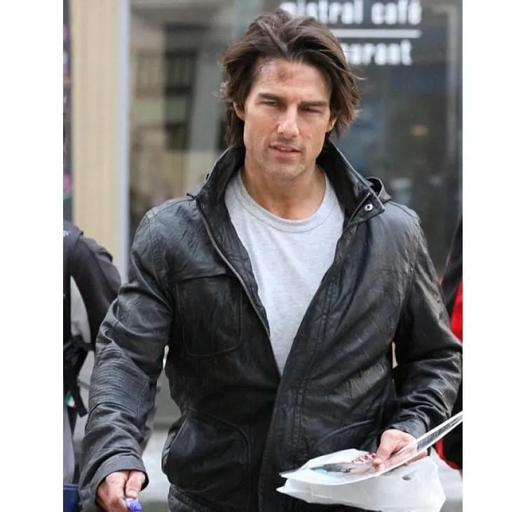 Ghost Protocol Black Hoodie Stylish Leather Jacket Worn By Tom Cruise | Tom Cruise Ghost Protocol Black Hoodie Stylish Leather Jacket