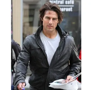 Ghost Protocol Black Hoodie Stylish Leather Jacket Worn By Tom Cruise | Tom Cruise Ghost Protocol Black Hoodie Stylish Leather Jacket