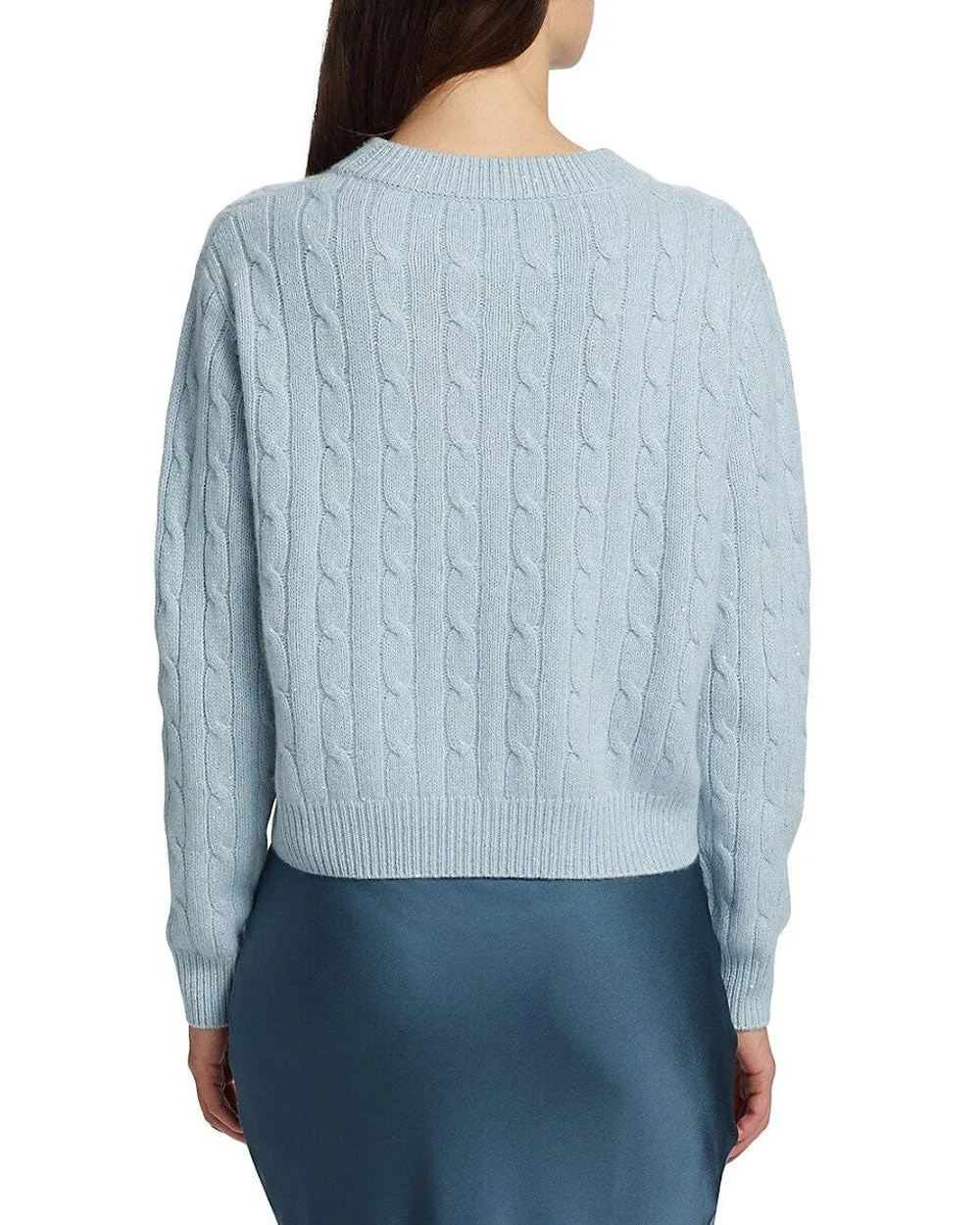 Ice Blue Clover Mews Sweater with Gold Sequins