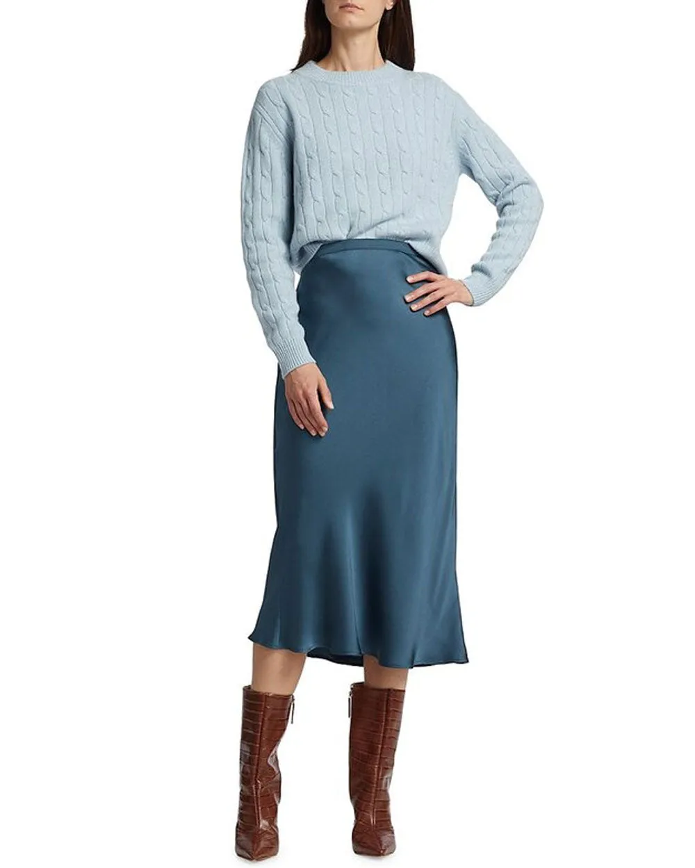Ice Blue Clover Mews Sweater with Gold Sequins