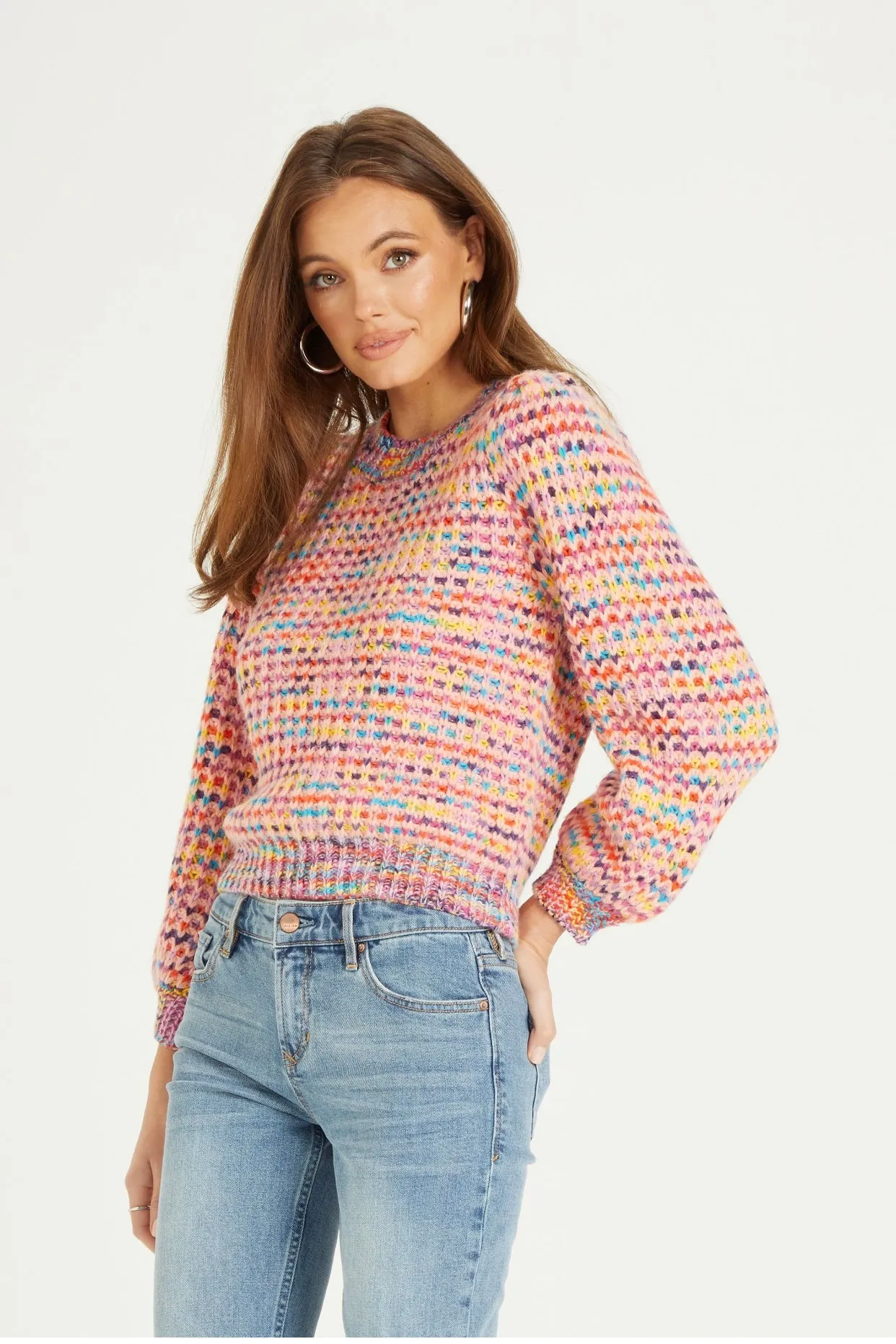 JASLYNN LONG SLEEVE CREW NECK RELAXED FIT SWEATER