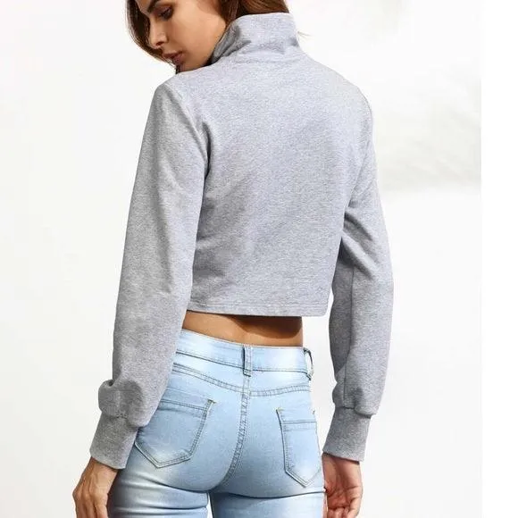 Lace-Up Sweatshirt Crop Top
