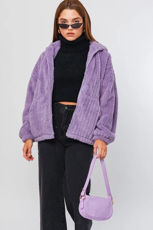 LE LIS Oversized Fleece Hoodie Jacket