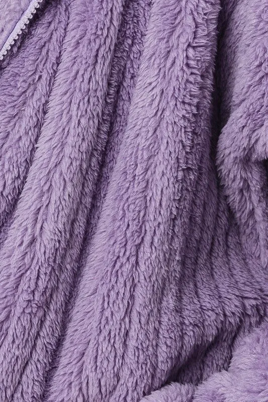 LE LIS Oversized Fleece Hoodie Jacket