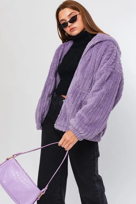 LE LIS Oversized Fleece Hoodie Jacket
