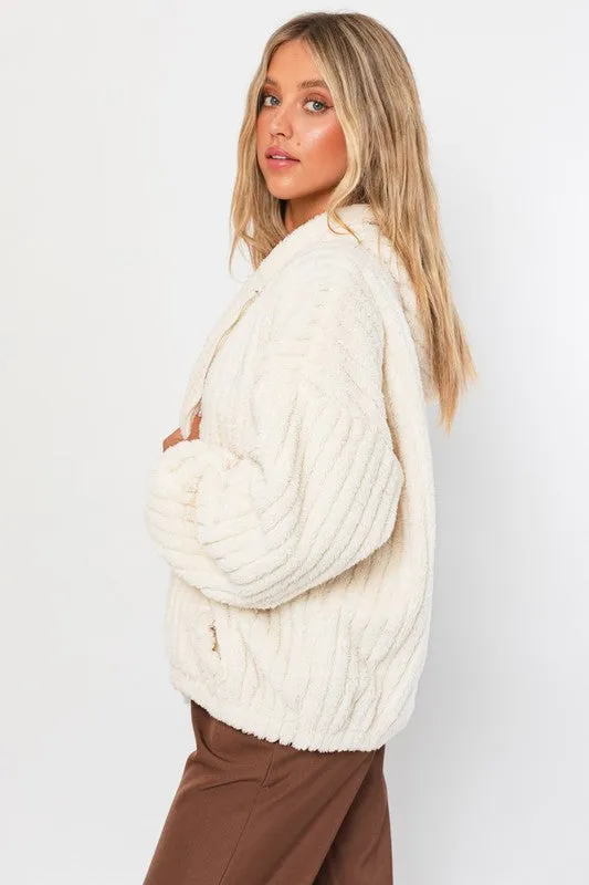 LE LIS Oversized Fleece Hoodie Jacket