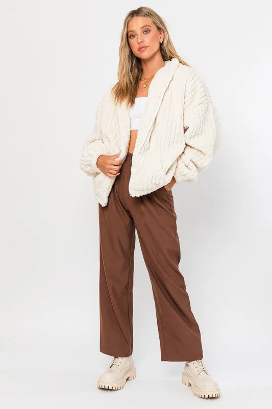 LE LIS Oversized Fleece Hoodie Jacket