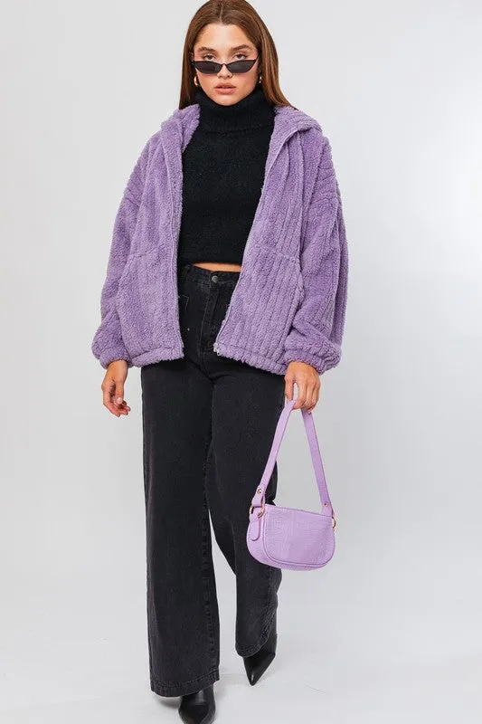 LE LIS Oversized Fleece Hoodie Jacket