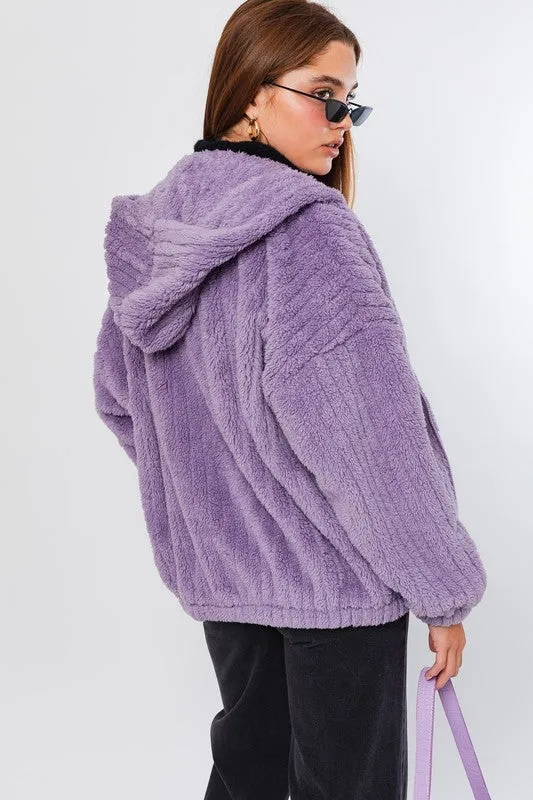 LE LIS Oversized Fleece Hoodie Jacket