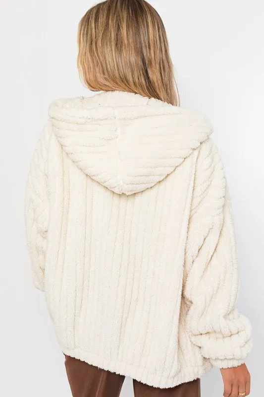 LE LIS Oversized Fleece Hoodie Jacket