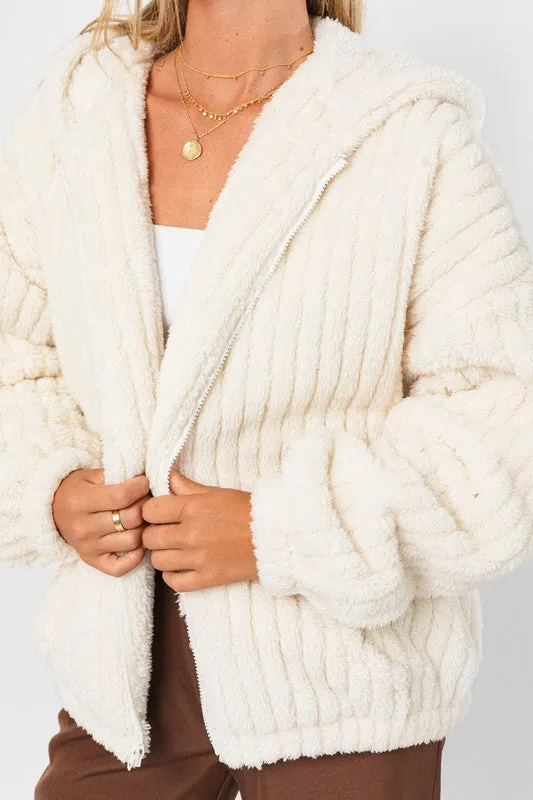 LE LIS Oversized Fleece Hoodie Jacket