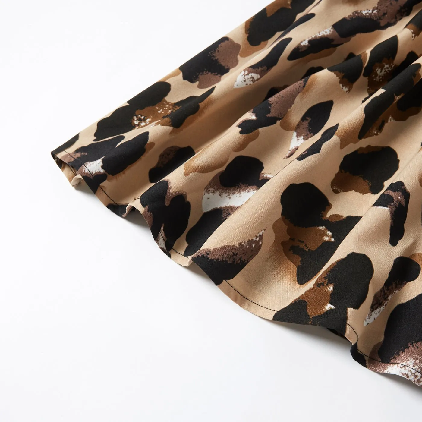 Leopard Print Splice Black Sling Dresses for Mommy and Me