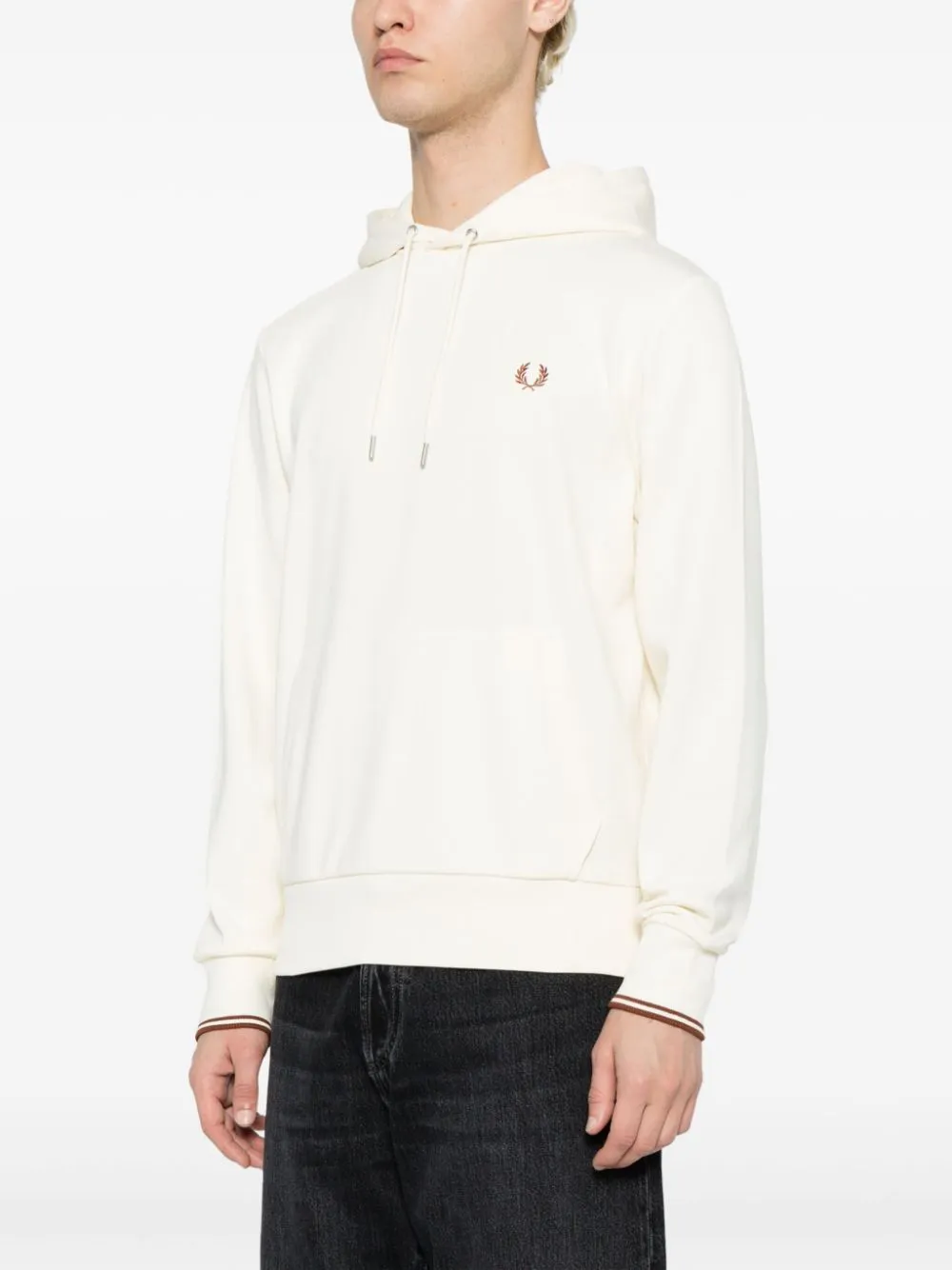 logo-embroidered drawstring hoodie