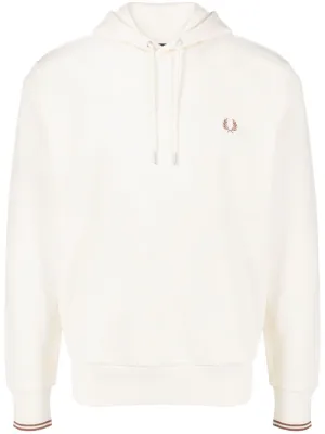 logo-embroidered drawstring hoodie