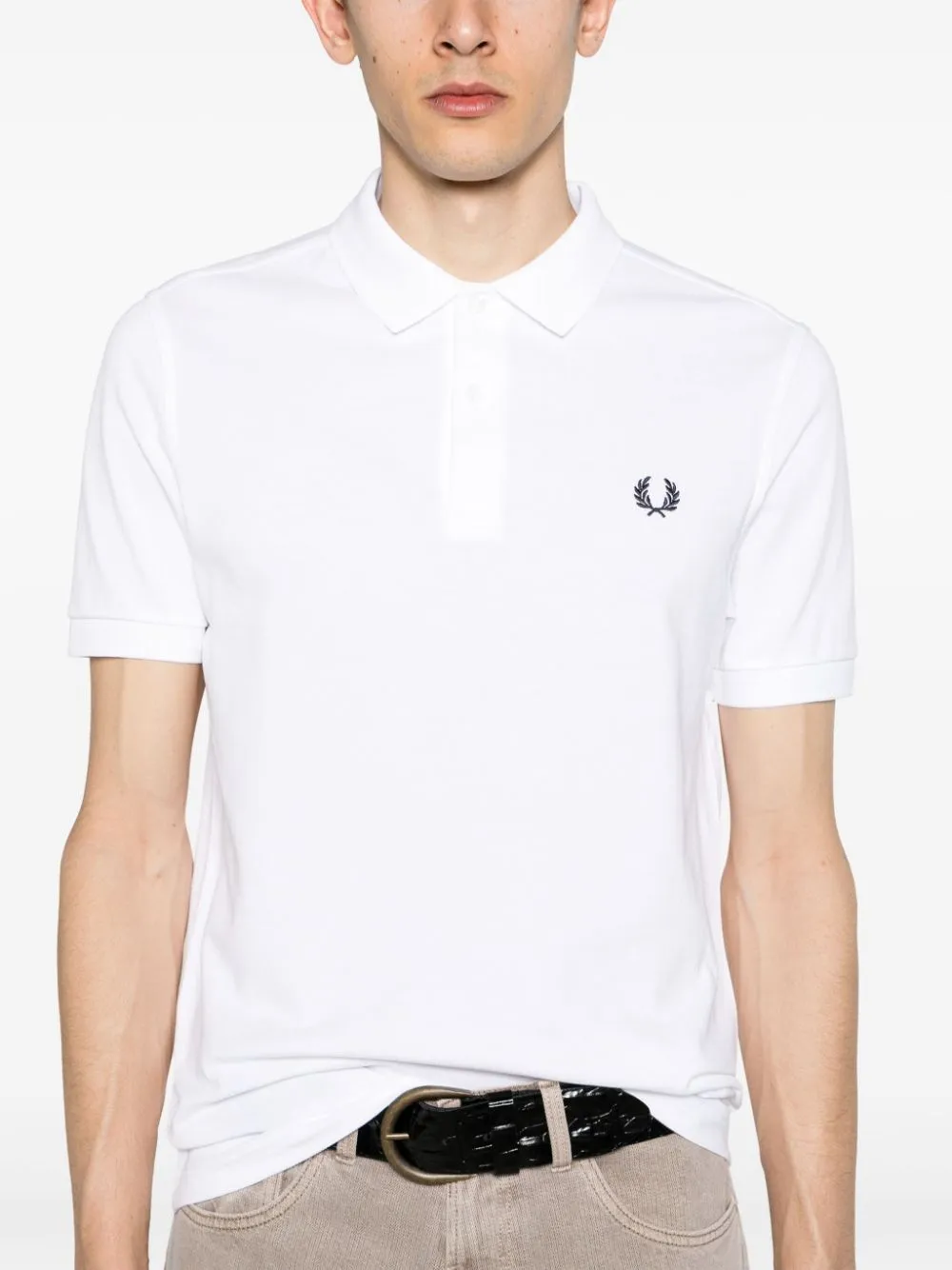 logo-embroidered piqué polo shirt