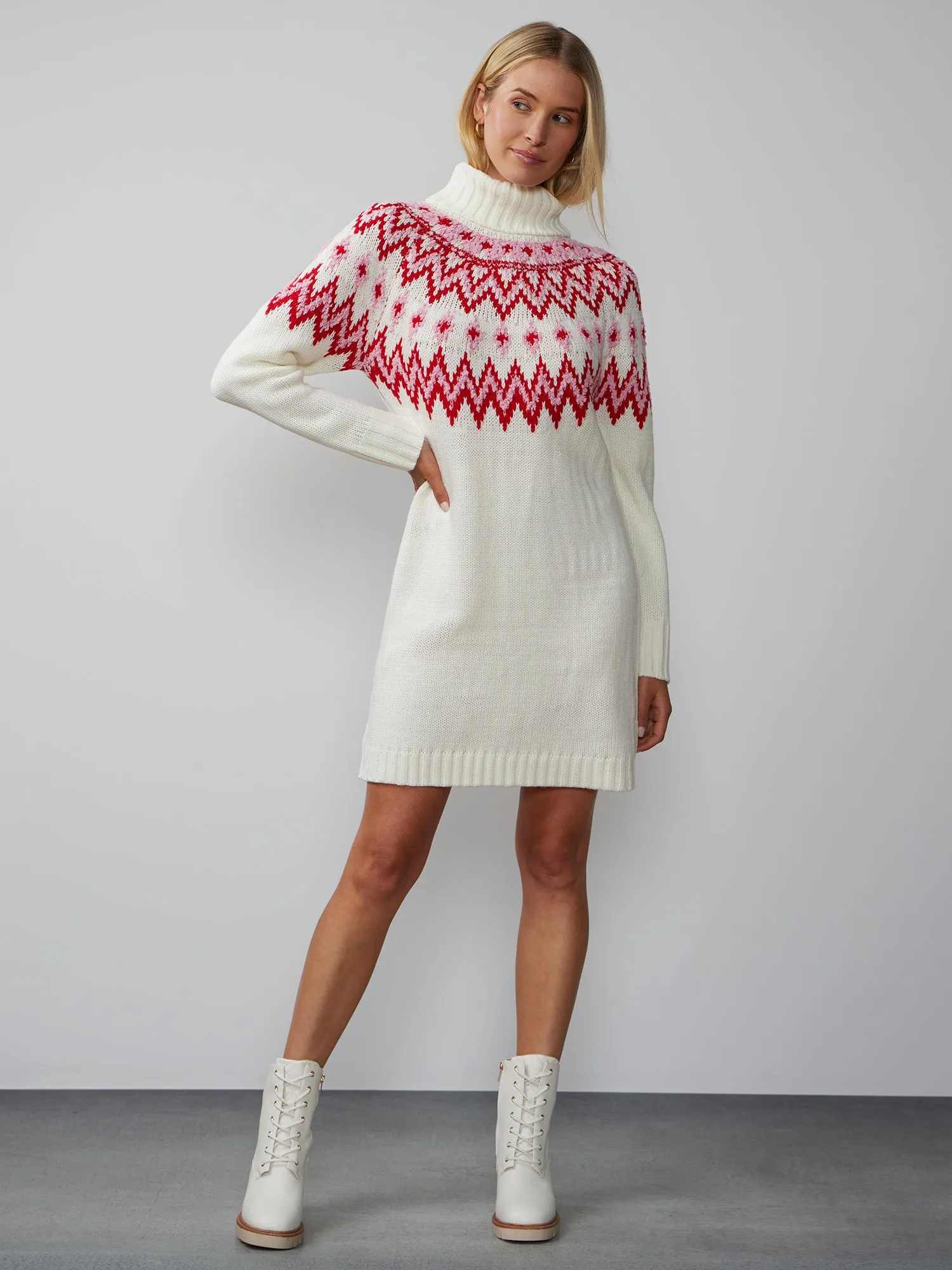 Long Sleeve Fairisle Sweater Dress