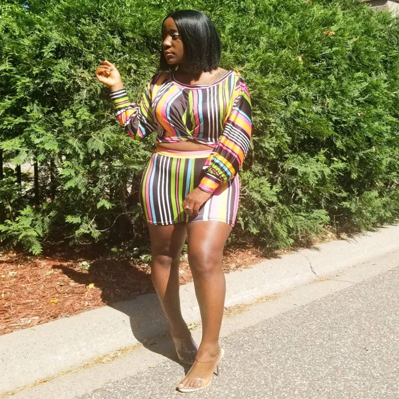 Maze Slash Multi-color women long sleeves dress open shoulder tops with short pants