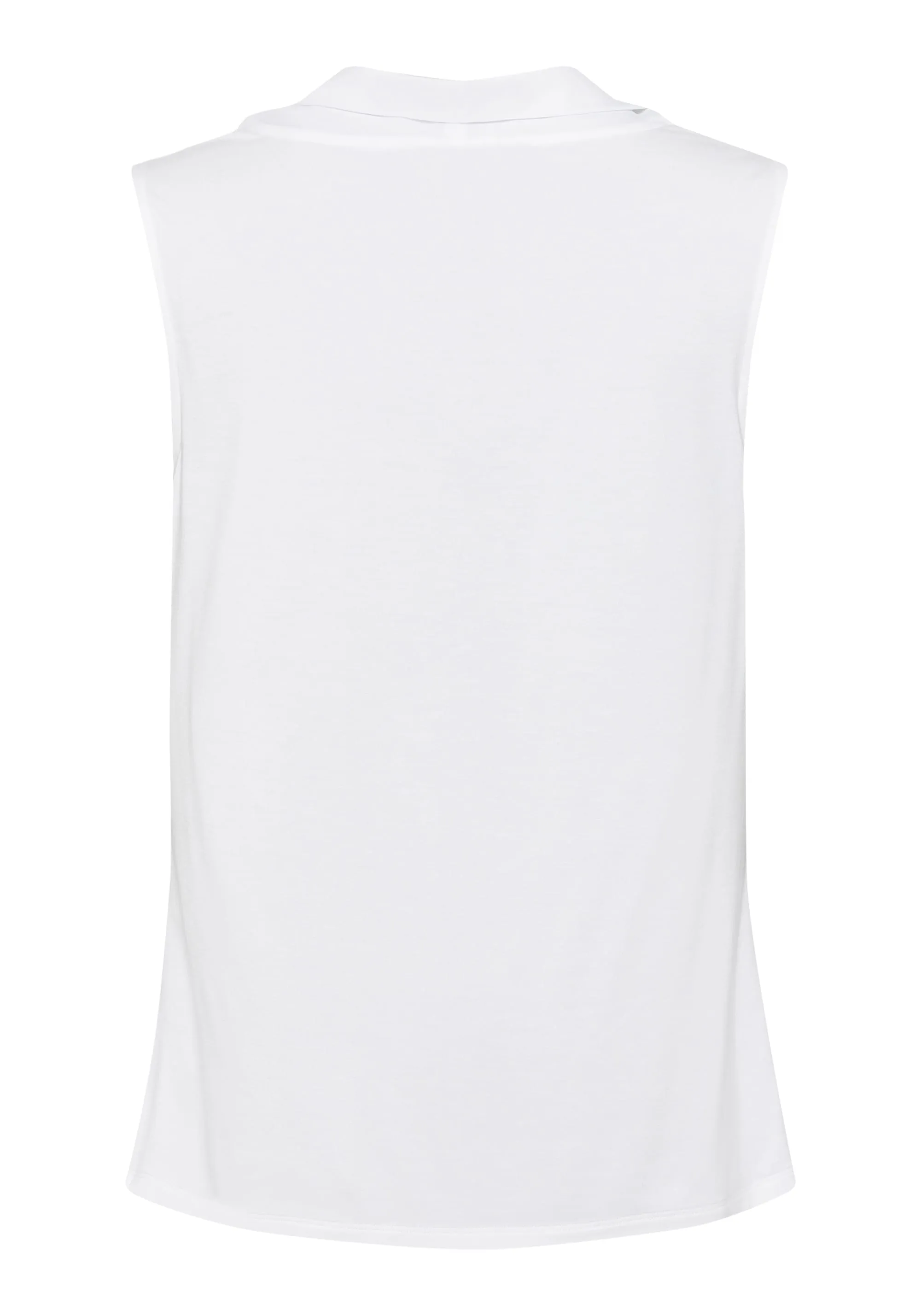Mixed Media Sleeveless Cowl Neck Top