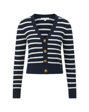 Navy and Ivory Solene Cashmere Cardigan