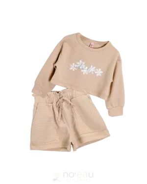 NOE X KAHIAU - Aloha Tribal Flower Long Sleeve and Shorts Keiki Set