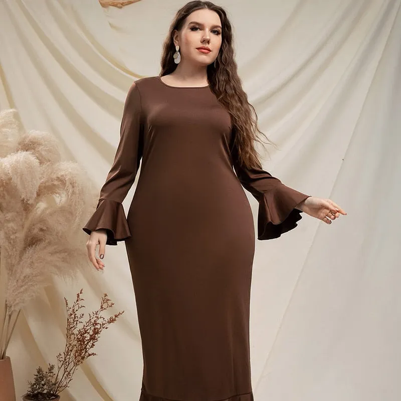 O-Neck Stylish Flare Sleeve Design Dress