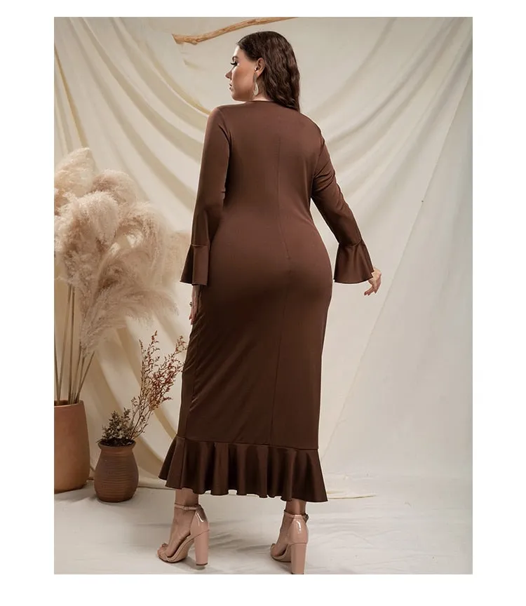 O-Neck Stylish Flare Sleeve Design Dress