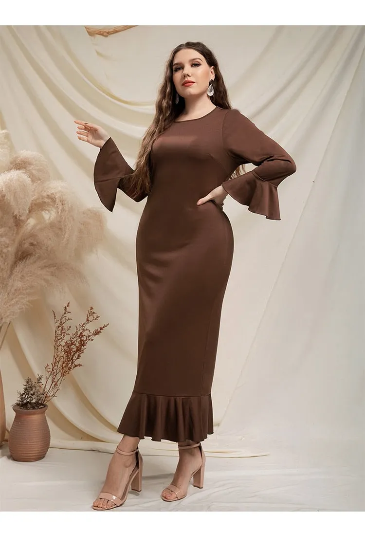 O-Neck Stylish Flare Sleeve Design Dress