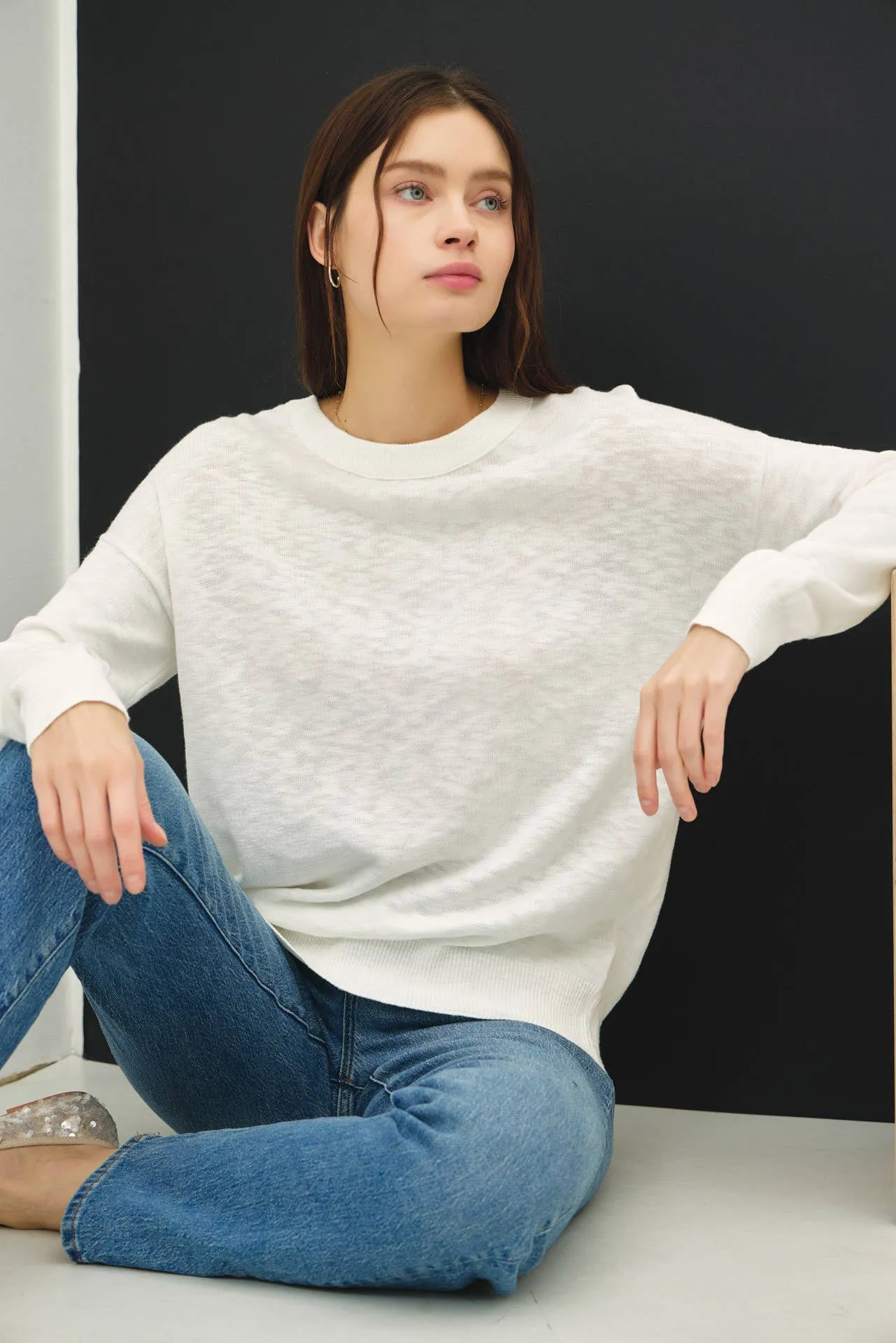 OVERSIZED COTTON SLUB SWEATER