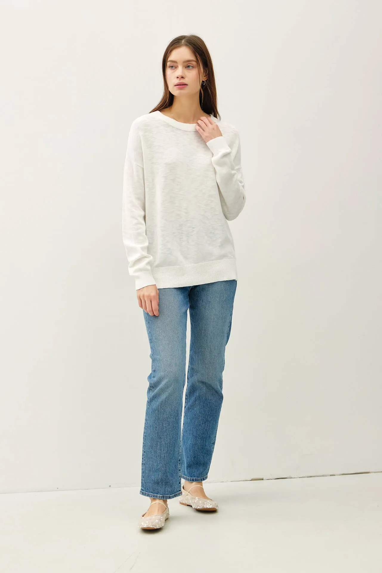 OVERSIZED COTTON SLUB SWEATER