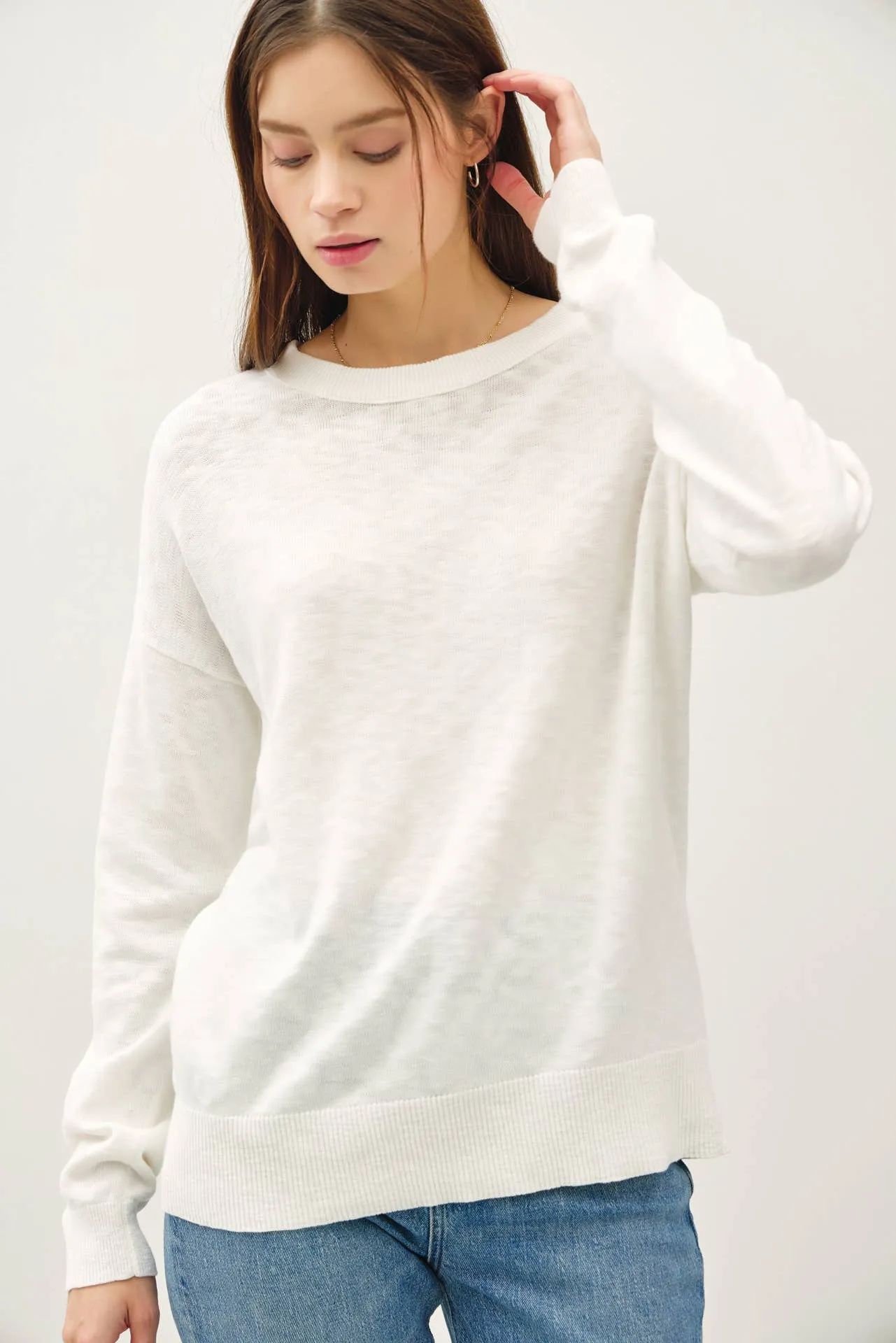 OVERSIZED COTTON SLUB SWEATER