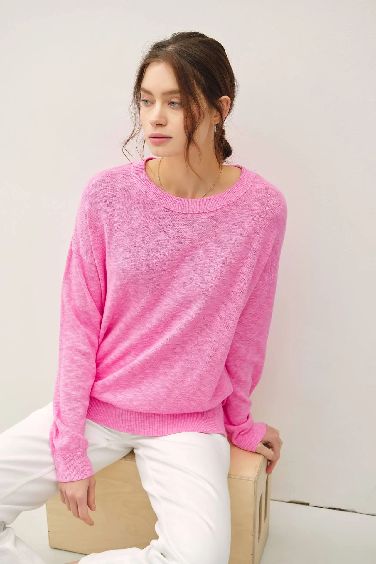 OVERSIZED COTTON SLUB SWEATER