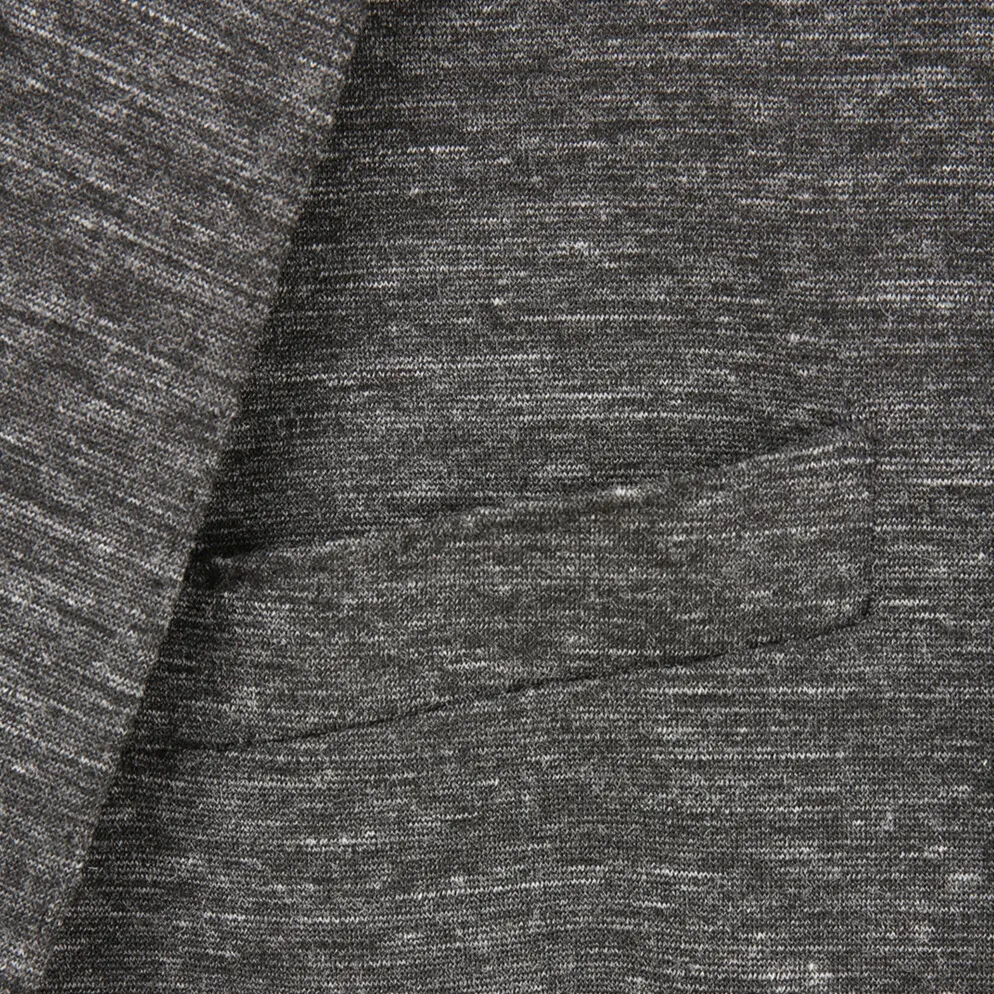Patch Pocket Melange Stretch Jersey Knit Blazer - Grey